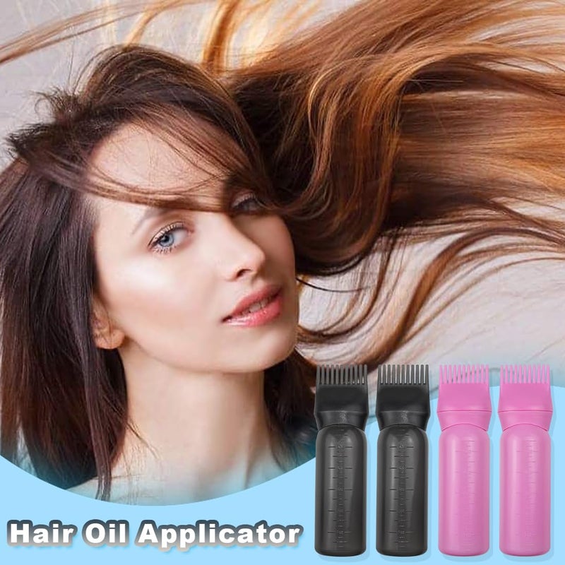 ELANE 4 Pack Root Comb Applicator Bottle, Oiling Applicator, Oil Comb Applicator for Hair Dye & Shampoos, Hair Salons (2 Black + 2 Pink) - Image 5